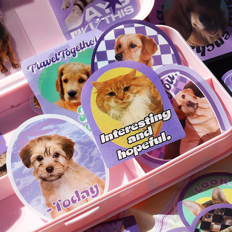 

4 Style 40pcs/box Cute Animal Sticker Creative Dog Cat Rabbit Hand Account Decorative Stationery Sticker