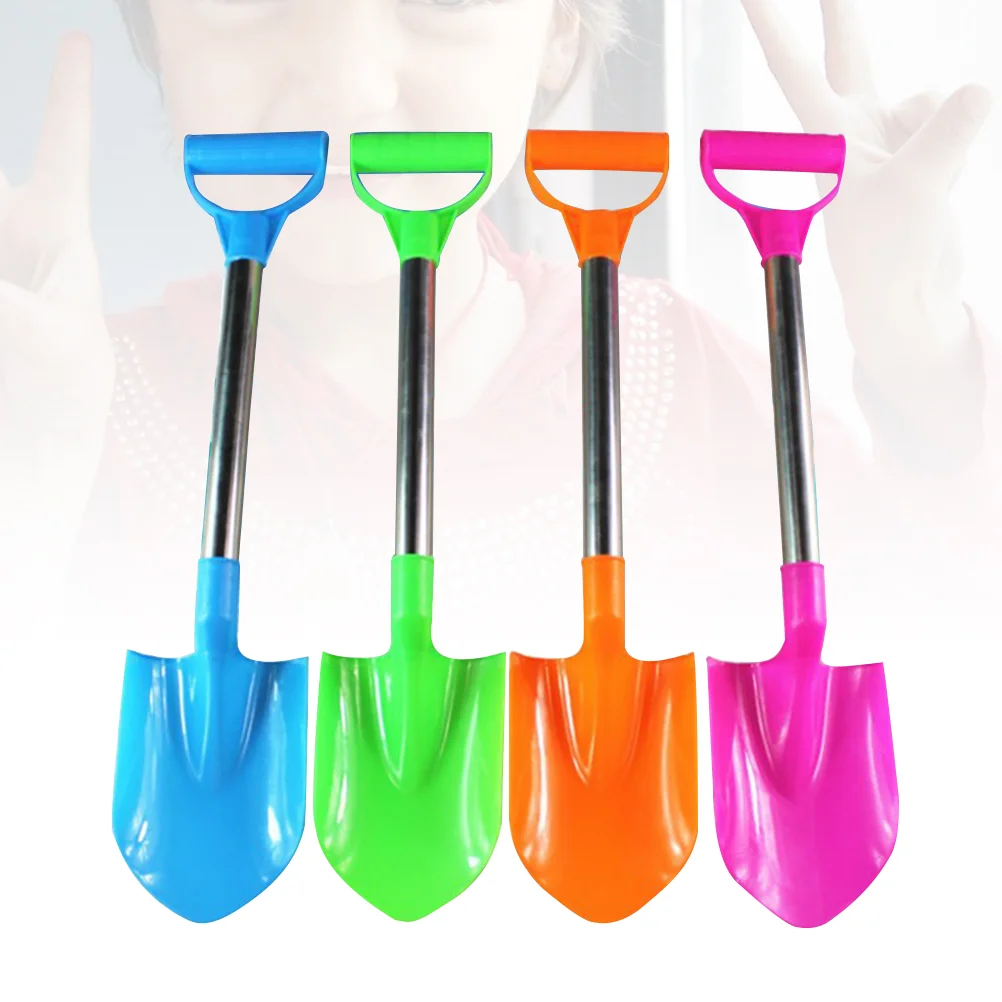 

4pcs Wooden Mini Sand Shovels Beach Toys Sand Dredging with Plastic Spade Playing Toys for Children (Random Color)