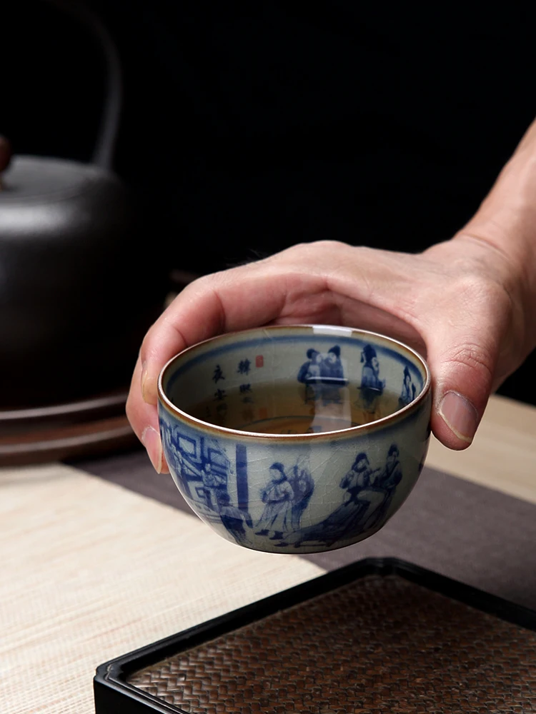 

Керамическая чашка Master, персональная чайная чашка, одиночная чашка, старинная глина, стандартная чайная чашка, сине-белая фарфоровая фигурк...