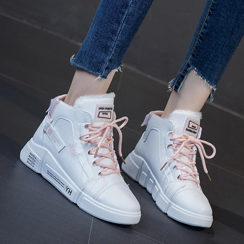 

Кроссовки женские с высоким берцем, дышащие, хлопок, Повседневная модная сохраняющая тепло, на вулканизированной подошве, большие размеры