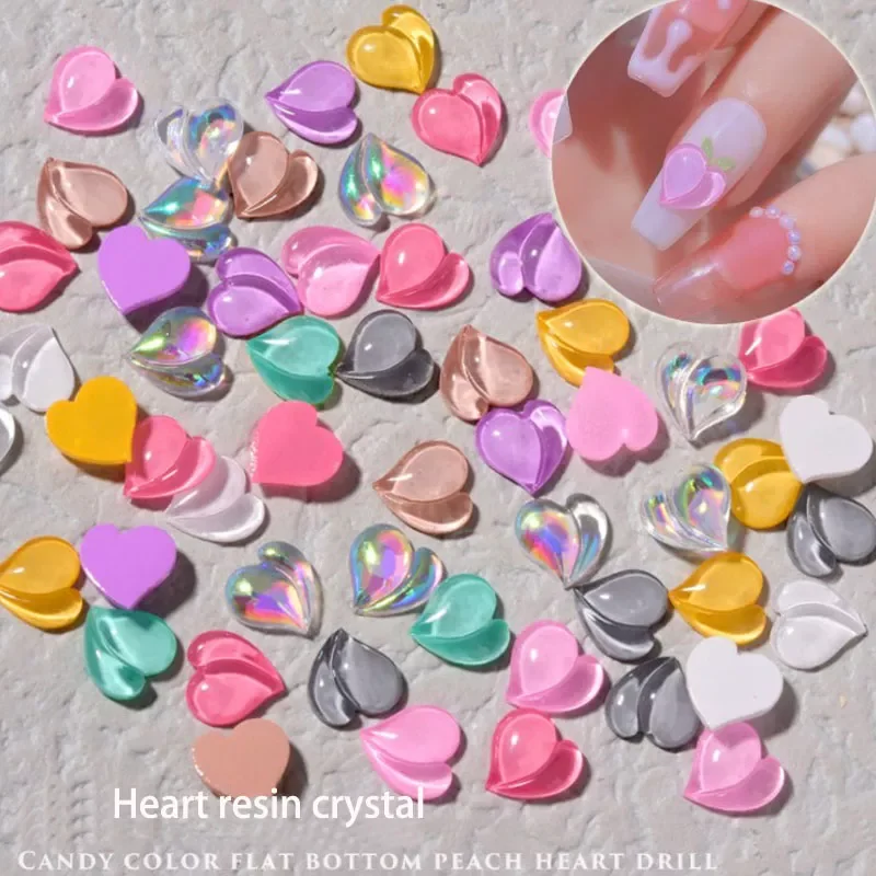 

10pcs Peach heart Lovely stereo Flatback Pearl Beads ABS Resin Half Round Pearls For Nail Art DIY Nails Rhinestones Crystal