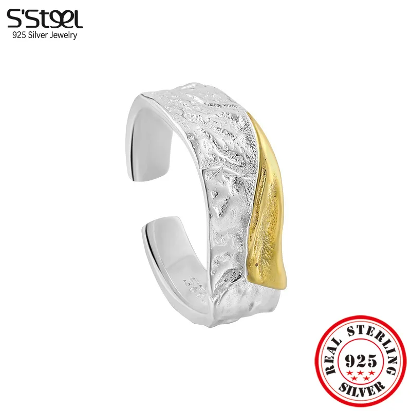 

S'STEEL Authentic 925 Silver Color Separation Geometric Adjustable Rings For Woman Trending Products 2023 Accessories Jewellery