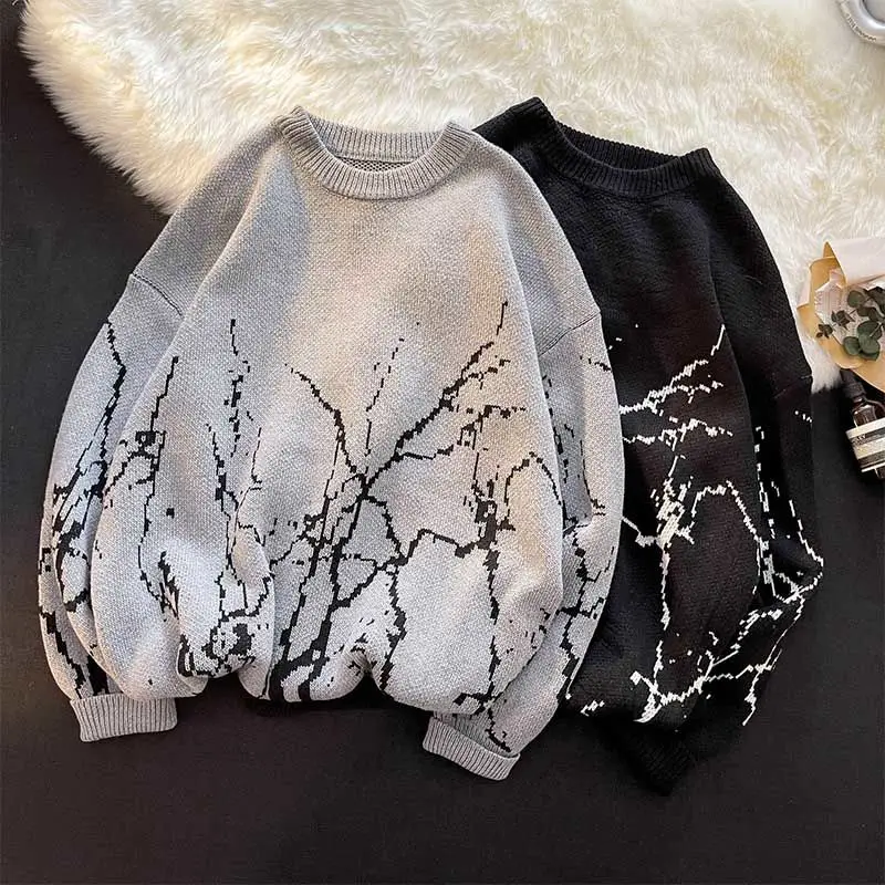 

Harajuku Oversized Tops Fashion Pullover Streetwear Vintage Japanese Sweaters Gothic Print Women Sweater Unisex Clothes Knit Top