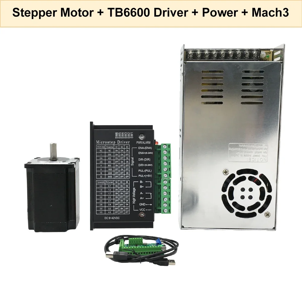 

Комплект драйвера шагового двигателя с открытым контуром Nema23 1,2 Нм 2 Нм 3NM 2-фазный комплект двигателя 3A 57 TB6600 DM556 для гравировального фрезерного станка с ЧПУ