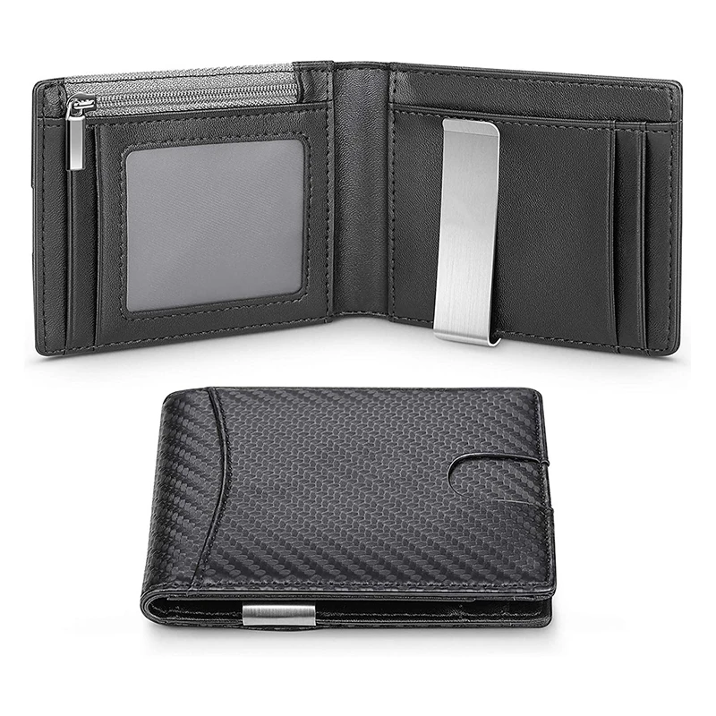 

Carbon Fiber Rfid Slim Card Men's Deluxe Small Short Bi-Fold Billfold Case