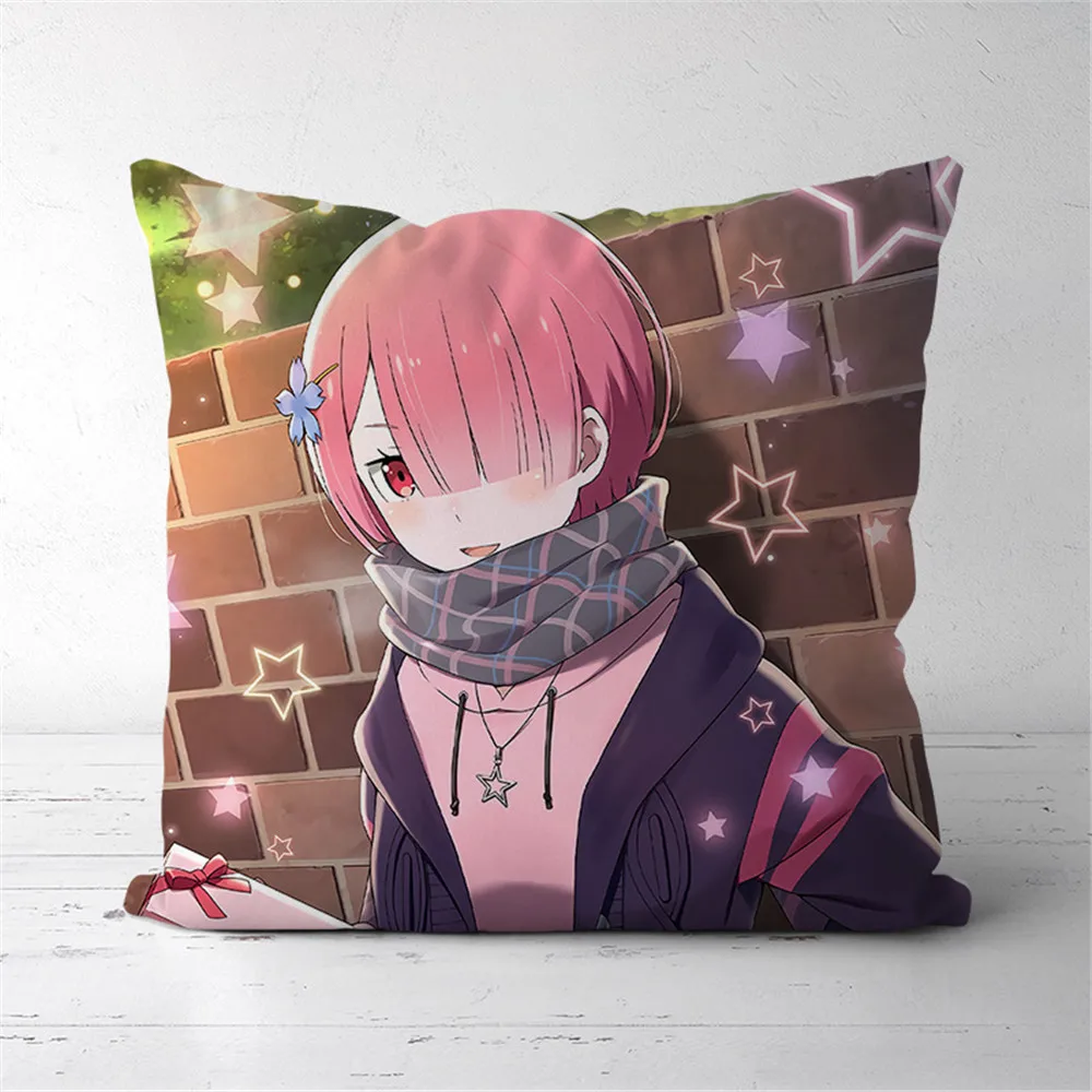 

Двусторонняя Подушка с рисунком Re Zero Kara Hajimeru Isekai Seikatsu Ram Anime чехол для подушки 291