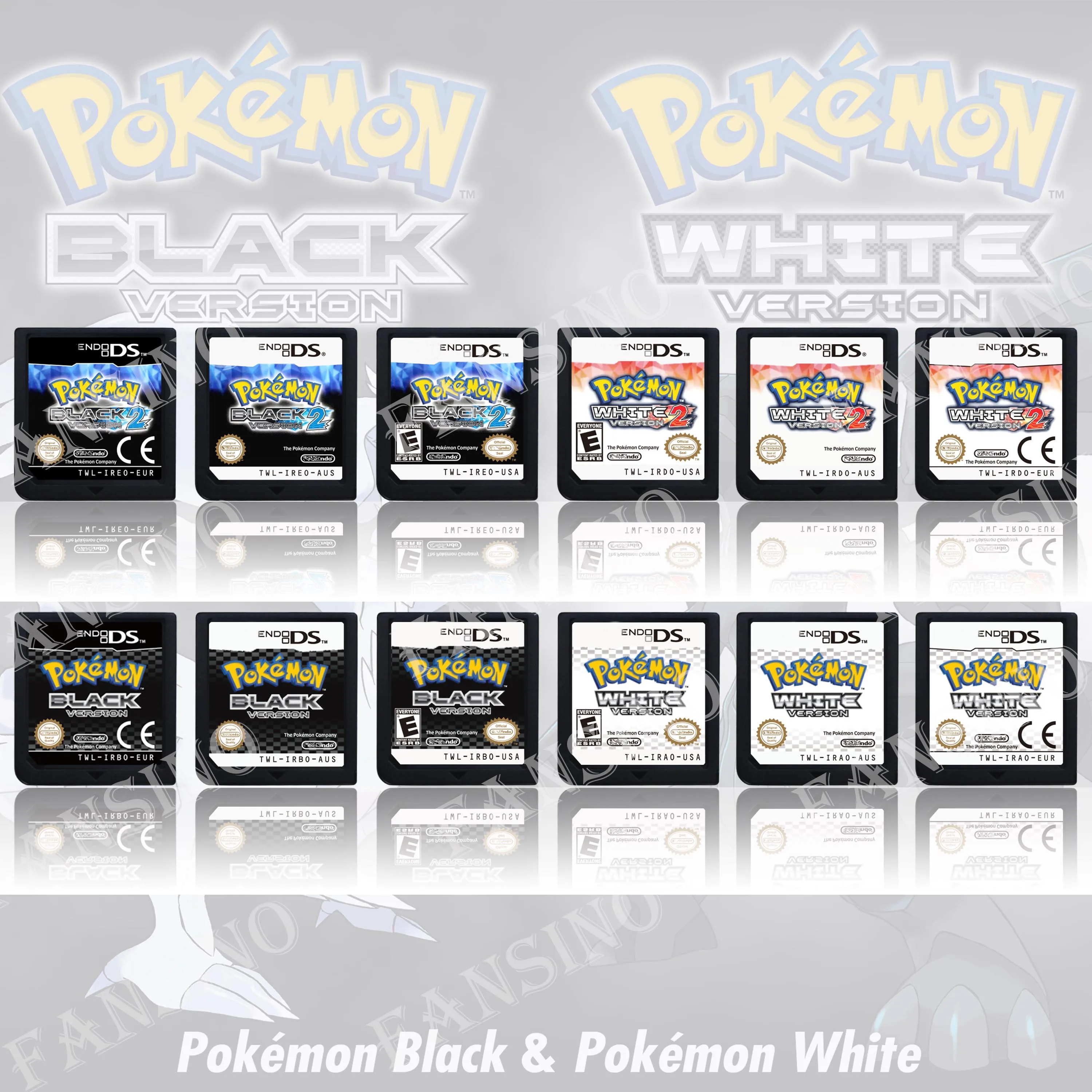 Фото Высококачественная аутентичная реплика игрового картриджа Pokémon Black White 1/2 Version 1:1 для консолей DS, 2DS, 3DS (США, Европа, Австралия) №1