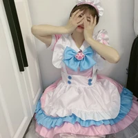 s 5xl large size maid outfit super cute big bow lolita dress womens pink blue cute dress anime cosplay cosplay costumes