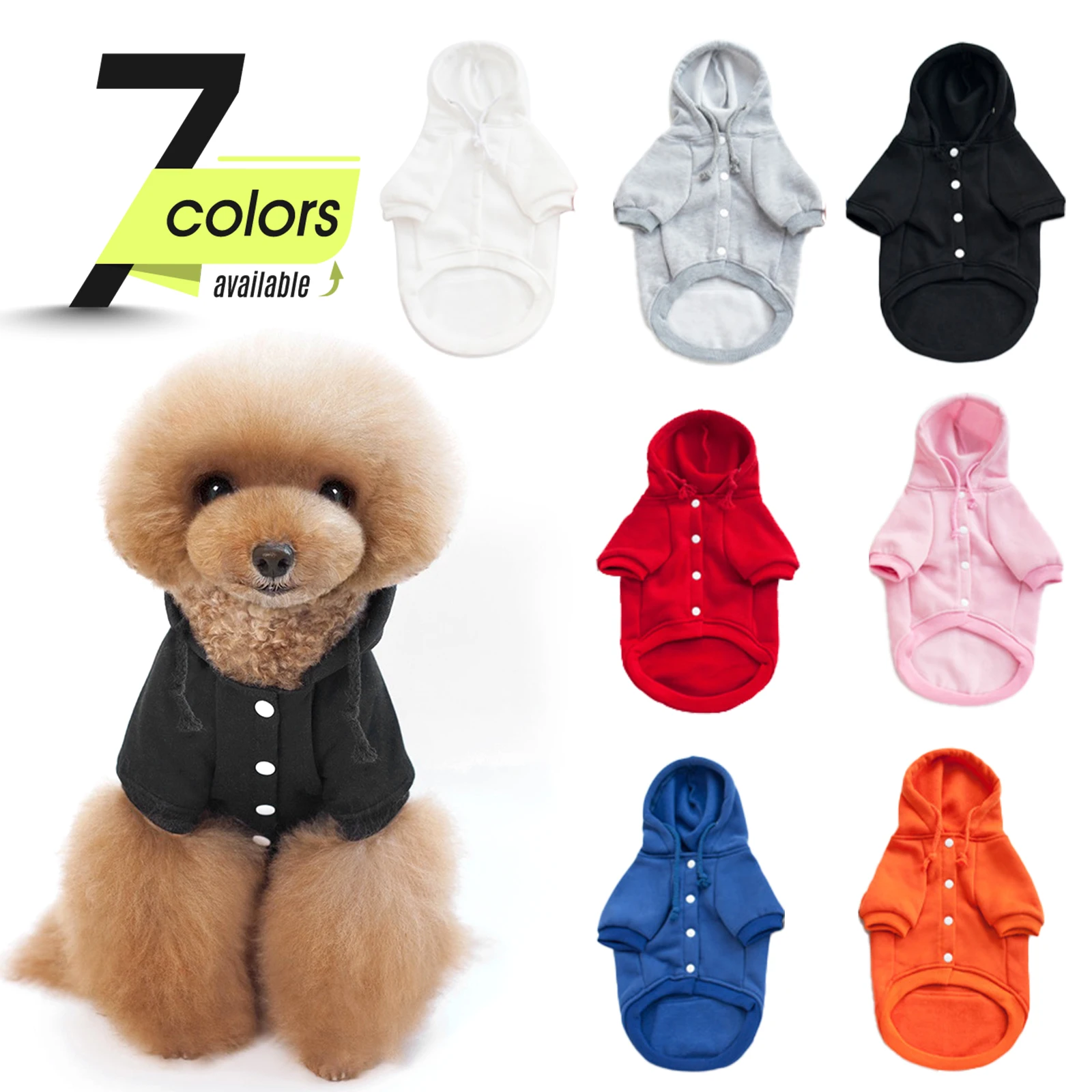 

Pet Clothes Solid Dog Hoodie Sweatshirts with Pockets Warm Dog Clothes for Small Dogs Coat Clothing Puppy PC215