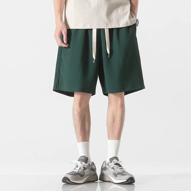 

Korean Fashion Summer Casual Men Shorts Drawstring Waist Black Green Short Joggers BL8556
