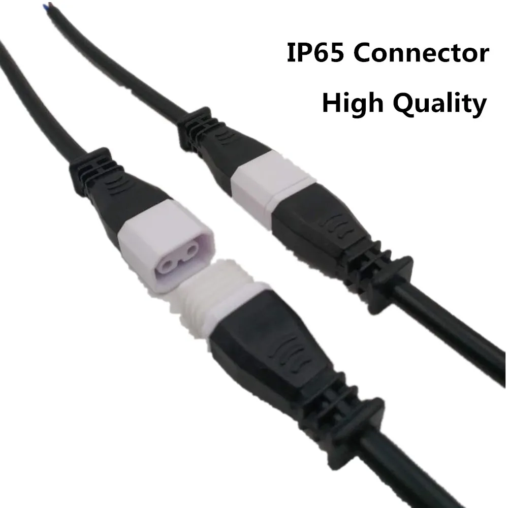 

Waterproof IP65 pairs 2 Core 2 pin Power Cord Led Strip Wire Connector 15cm waterproof Pigtail Connector