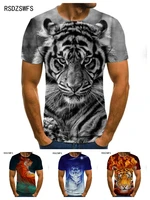 3d tiger printed t shirt for men round neck short sleeve street clothes hip hop t shirts summer casual tees men tops