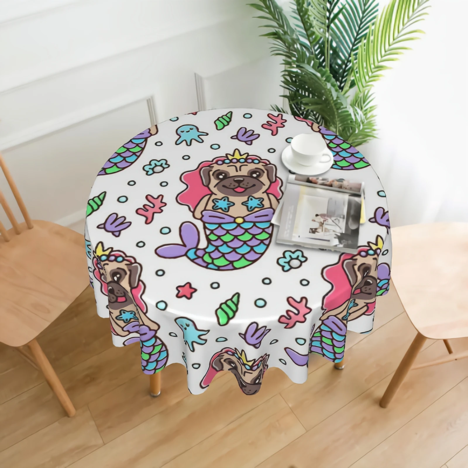 

Stylish Polyester Table Cloth 60 inch Wipeable Table Cover for Kitchen Dinning