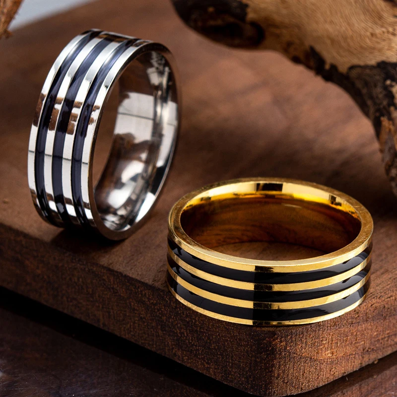 Цветные мужские кольца из титановой стали нержавеющей простые модные ювелирные