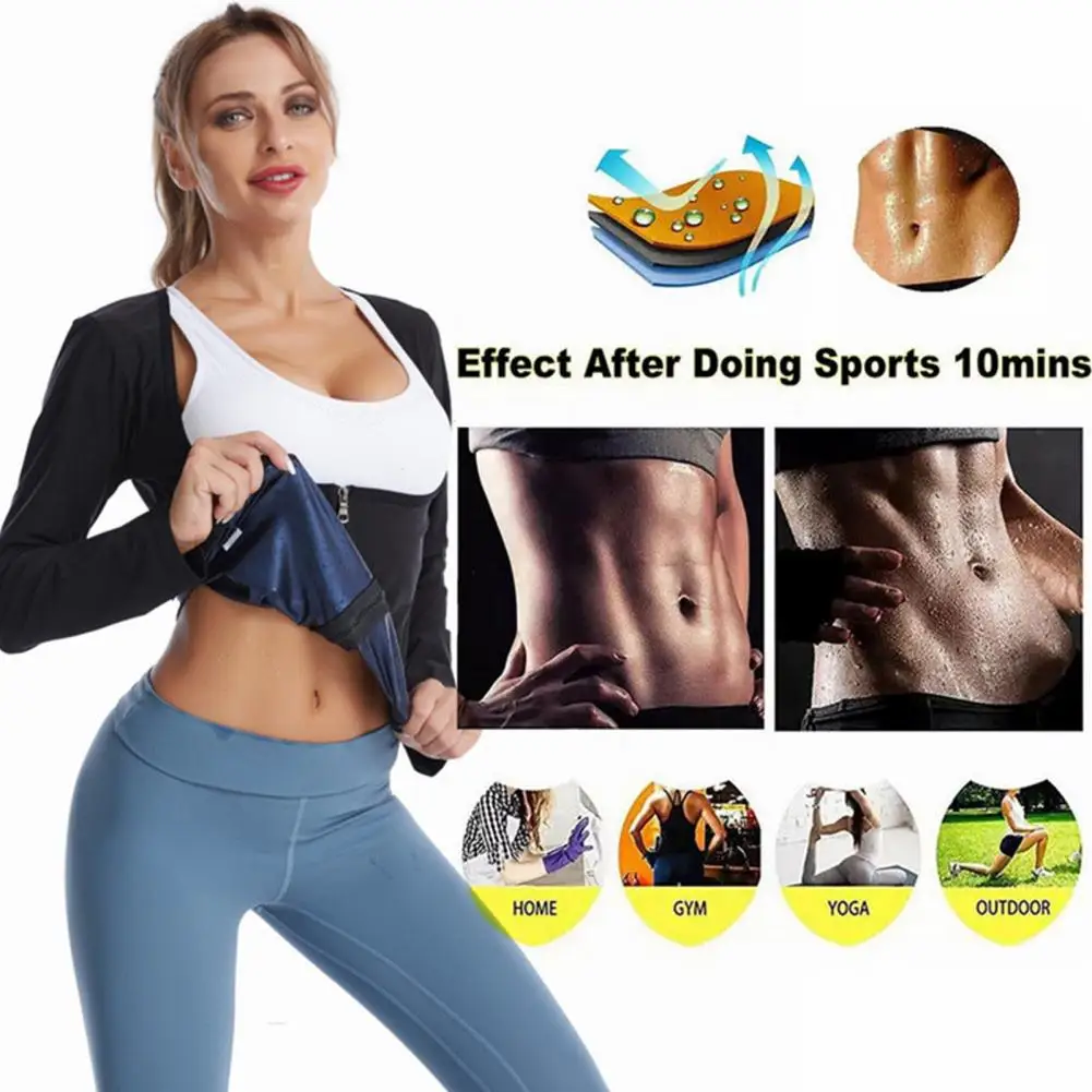 Sports Supplies Sauna Suit Shirt Efficient Women's Sauna Suit for Weight Loss Body Shaping Long Sleeve Zipper Closure Workout