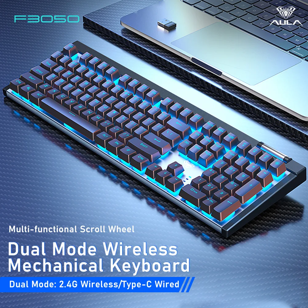 

AULA F3050 Gaming Keyboard 2.4G+ Wired Dual Mode 108 Keys Gaming Mechanical Keyboard Cool Lighting Suitable for PC Gamers