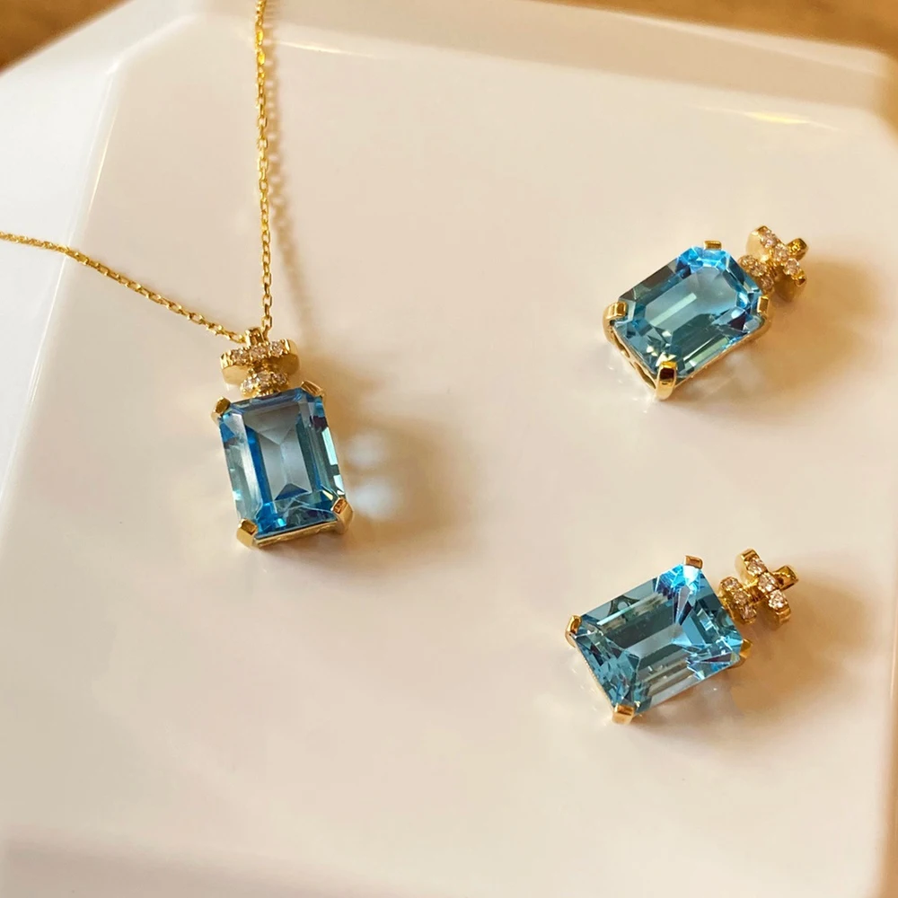 

WPB S925 ожерелья из стерлингового серебра женские синие прямоугольные бриллиантовые ожерелья подвески премиум ювелирные изделия для женщин девочек праздник