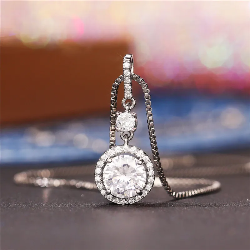 2022 Современное женское свадебное ожерелье ослепительный белый CZ камень