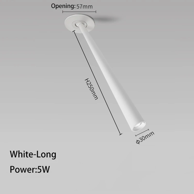 Светодиодный точечный светильник с длинной трубкой, вращающийся на 360 градусов Регулируемый потолочный светильник, монолитный блок светодиодов для домашнего искусства