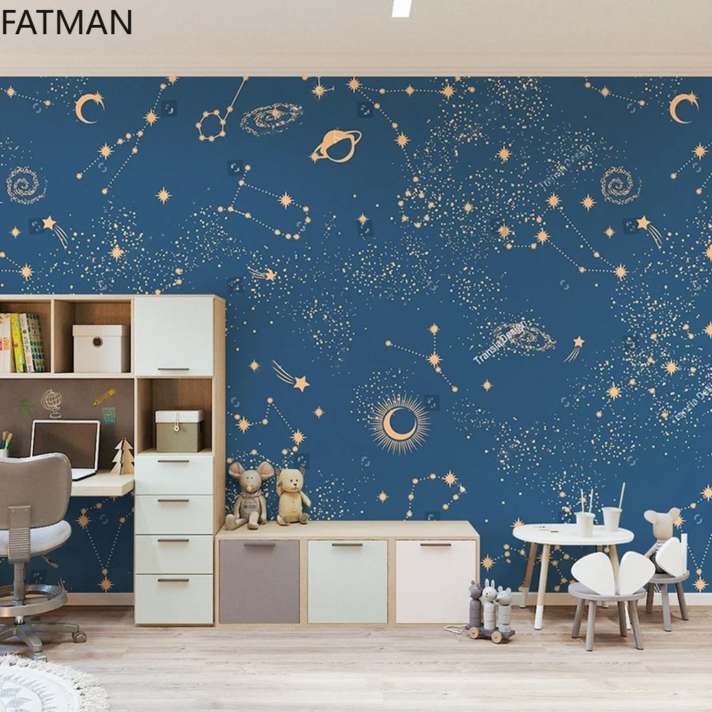 Фото Фотообои FATMAN со звёздным небом на заказ, бесшовные обои для детской комнаты, для мальчика, спальни, детского сада №2