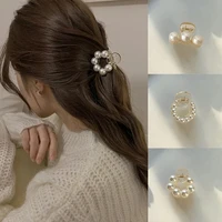 sweet mini round pearl hair clips for women girls hair claw chic barrettes claw crab hairpins styling fashion hair accessories