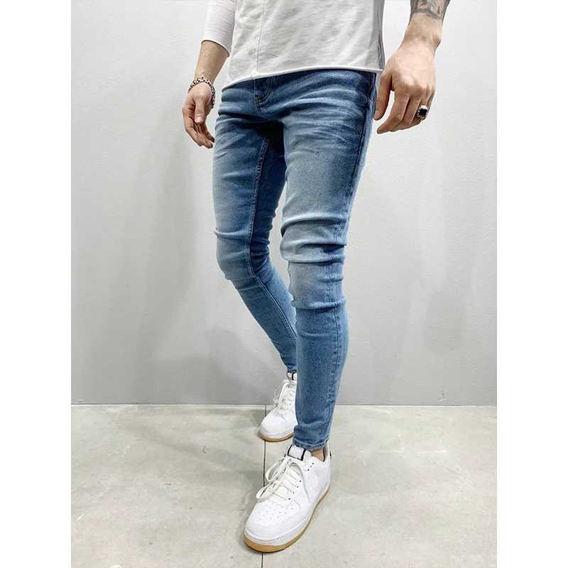 Men's Stretch Skinny Jeans Classic Four Colors Full Length Pencil Pants Solid Color Streetwear Men Trousers