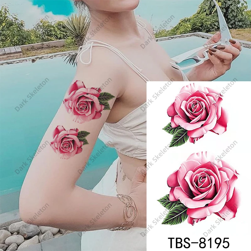 Цветок Роза вспышка искусственная Татуировка змея Единорог бабочка Временная