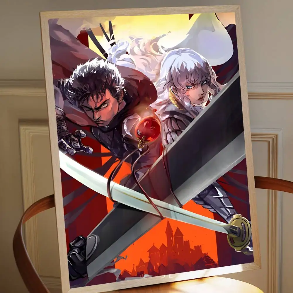 

Самоклеящийся художественный постер Amine BERSERK Decoracion, настенная живопись, белая крафт-бумага, домашний декор