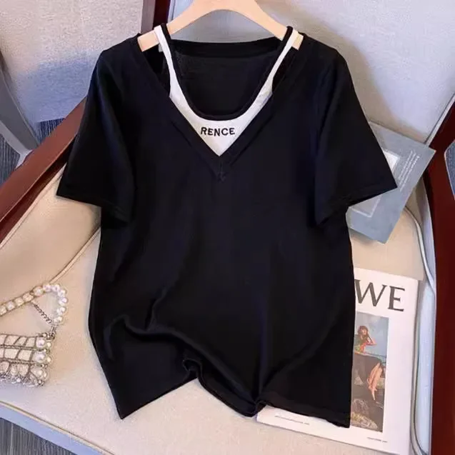 Двухсекционный вязаный топ из ледяного шелка в полоску больших размеров летний