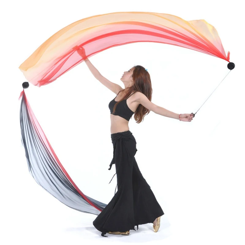 2 Pcs Veil With POI Ball Chain 2.0 M * 0.7 M Multi-Color Belly Dance Veil Dance Costume Accessory Belly Dance tool