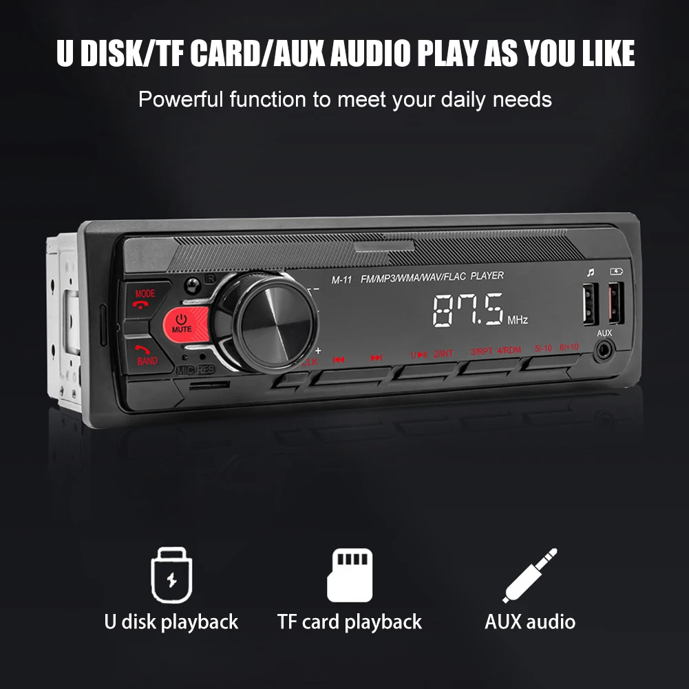 

Car Stereo Radio M11 Single DIN Bluetooth AUX Audio In Dash Head Unit FM Radio Digital Media Receiver Stereo Player