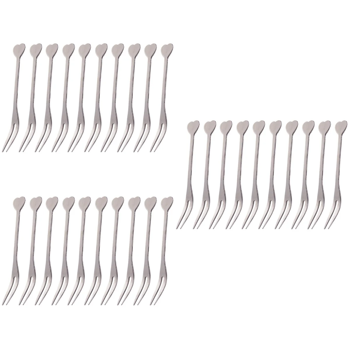 

30 pcs Stainless Steel Fruit Fork Heart Shape Fruit Picks Party Supplies for Hotel KTV Bar