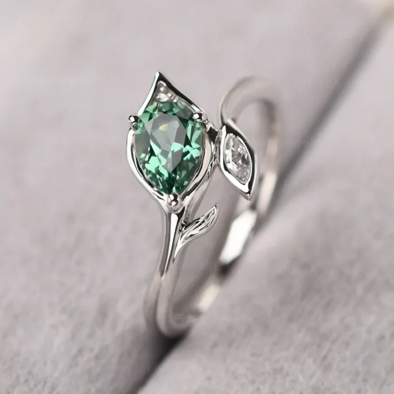 

Изящное перламутровое массивное кольцо в виде ветки дерева для женщин модное зеленое и бриллиантовое обручальное ювелирное изделие кольца...