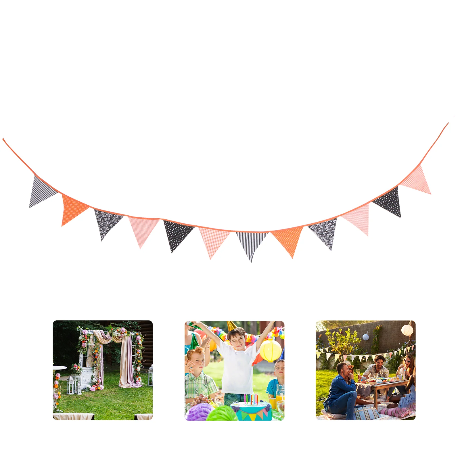 

12pcs Banner Professional Cotton Garland Pennant Banner Bunting Triangle Flag for Home Decoration