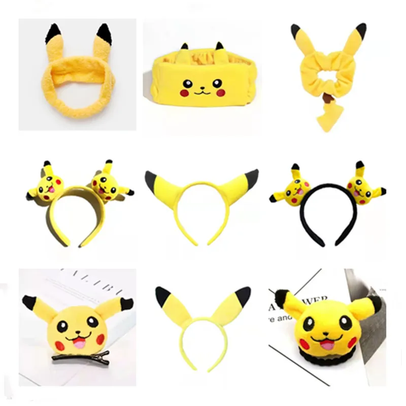Kawaii pokemon Cartoon Headwear Cute Pikachu Headband, Face Wash Headband, Cute Hair Clip Headband, Gift Toy for Children