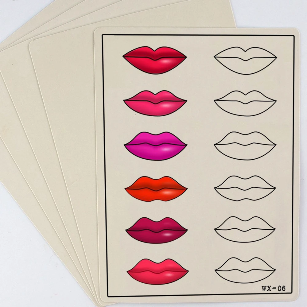 

20/15/10/5/3p Lips Tattoo Skin Latex Practice Skin Permanent Makeup Tattoo Fake Skin for Beginner Training Microblading Supplies