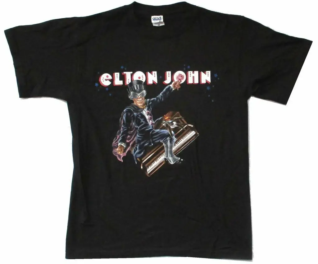 

Elton John Captain Piano 2009 April USA Tour SD-CO Black T Shirt New
