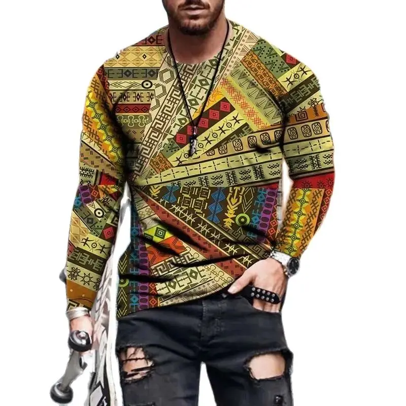 Мужской свободный уличный Топ Классический ретро-топ с круглым вырезом и