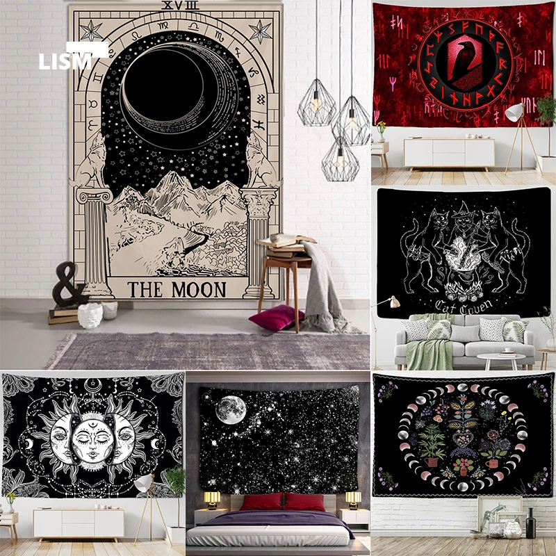 2022 Trendy Tarot Card Tapestry Aesthetic Mandala Witchcraft Tapestries Boho Decoration Home Decor Wall Decoration for Bedroom