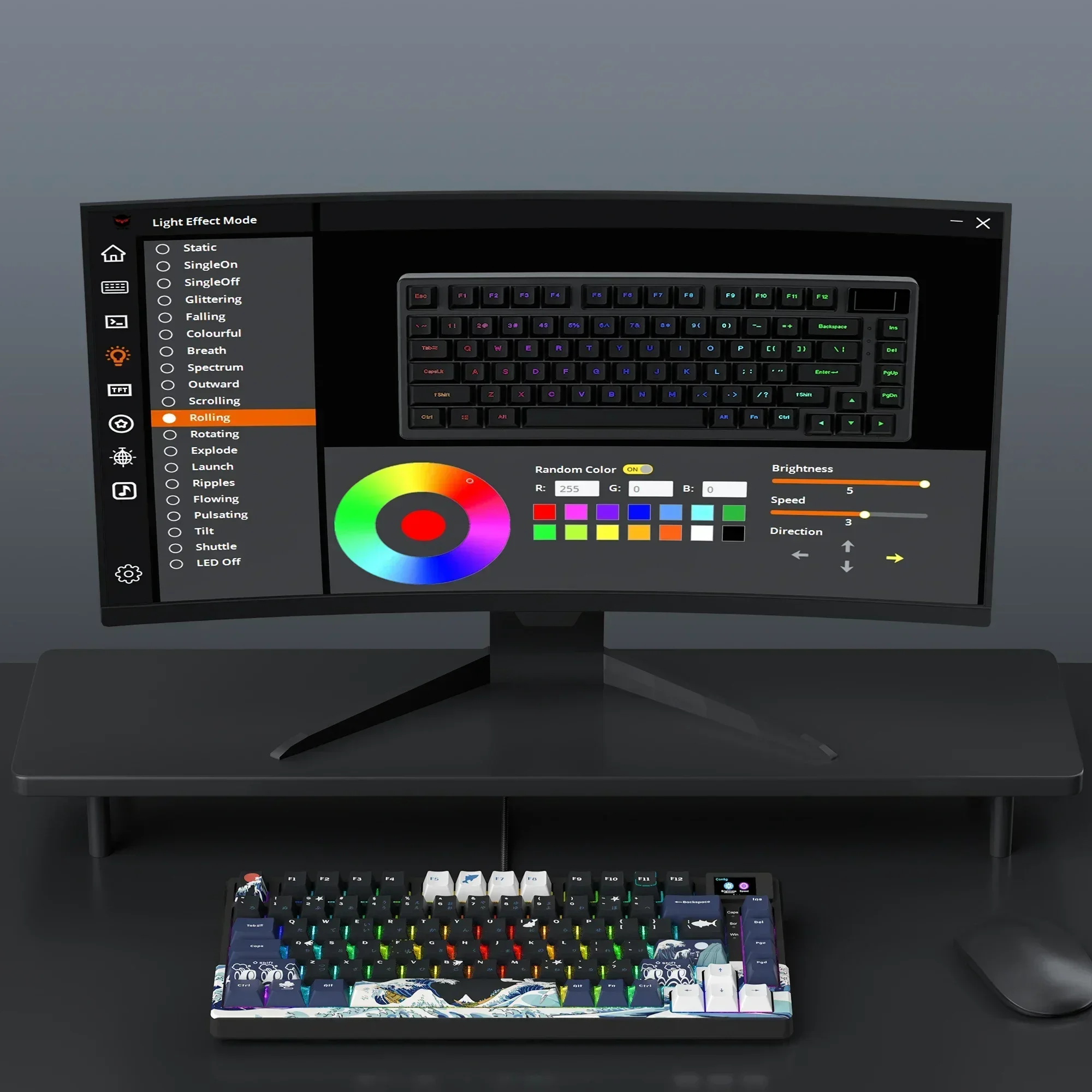 Проводная механическая клавиатура для игр с дисплеем OLED полная клавиатура-wymienialna