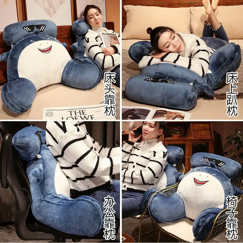 Мягкая прикроватная Подушка Shark протектор для кровати чтения поясницы съемная и