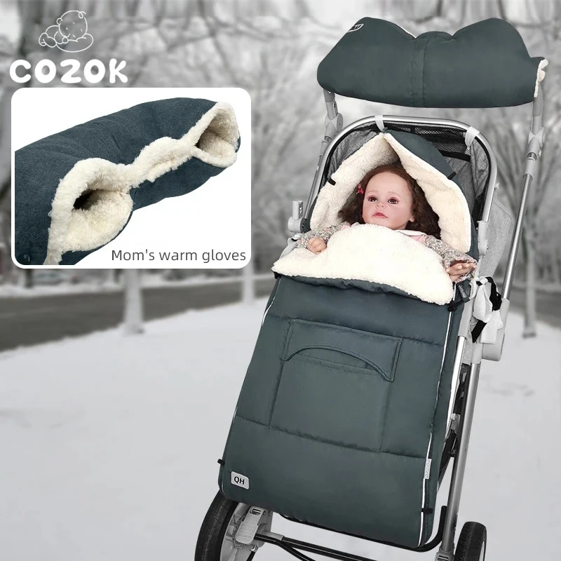 COZOK Baby Sleeping Bag Stroller Autumn And Winter Warm Envelope Anti Kick Waterproof Thickened Sleep Baby Quilt