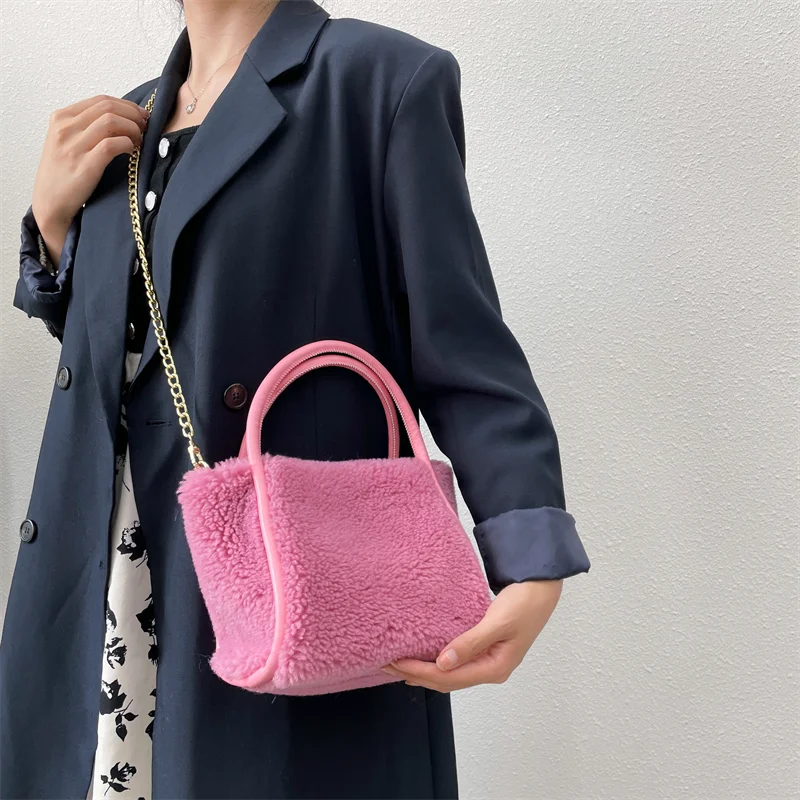 Добавьте в список желаний милая шерстяная сумка через плечо Fury Корейская