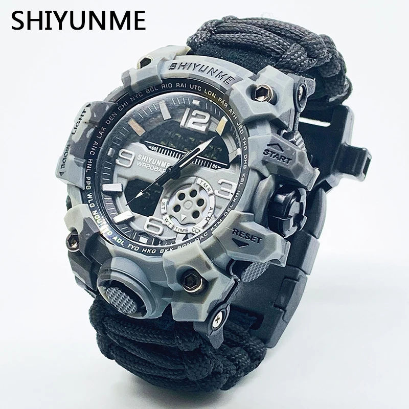 

SHIYUNME Military Watch With Compass Waterproof Mens G Style Sports Watch Men LED Digital Dual display Watches Relogio Masculino