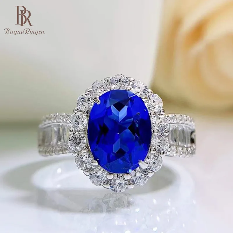 

Bague Ringen 925 Sterling Silver 7*9mm Oval Sapphire Wedding Rings For Women Sparkling High Carbon Diamond Party Fine Jewelry