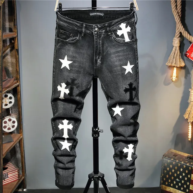 Chrome Hearts Men's Jeans Cross Embroidery Jeans 2