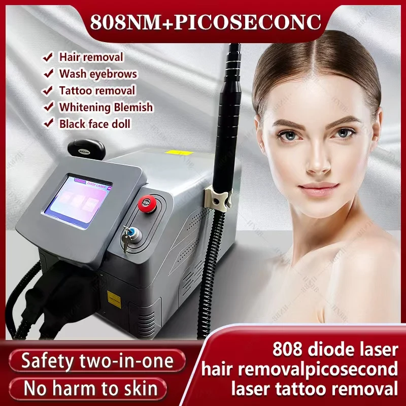 

Портативный 2-в-1 лазер nd yag pico удаление татуировок 808 нм диодный лазер удаление волос машина для омоложения кожи