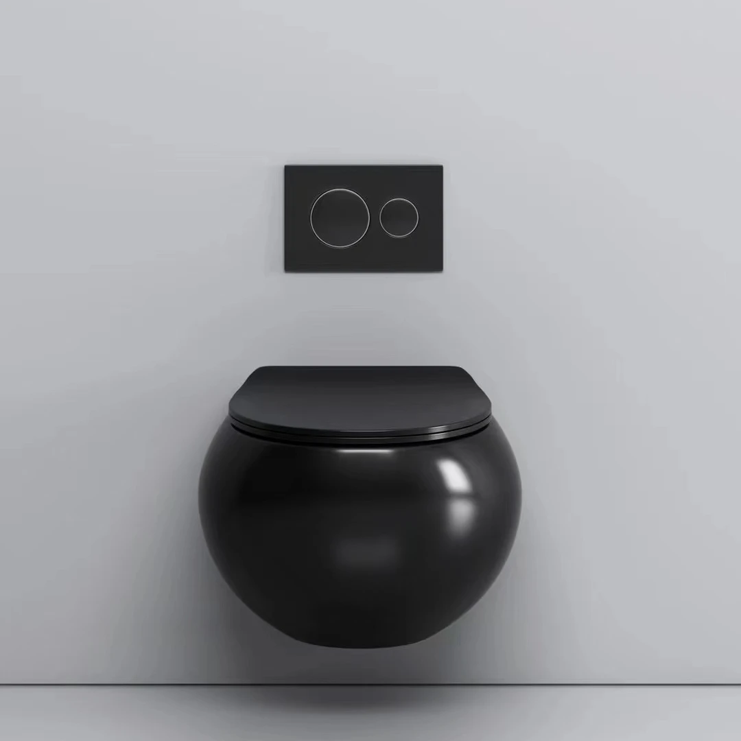 

The Latest Modern Design Bathroom Wall-mounted Wc Ceramic Toilet Bowl Egg-shaped Circular Wall-mounted Toilet