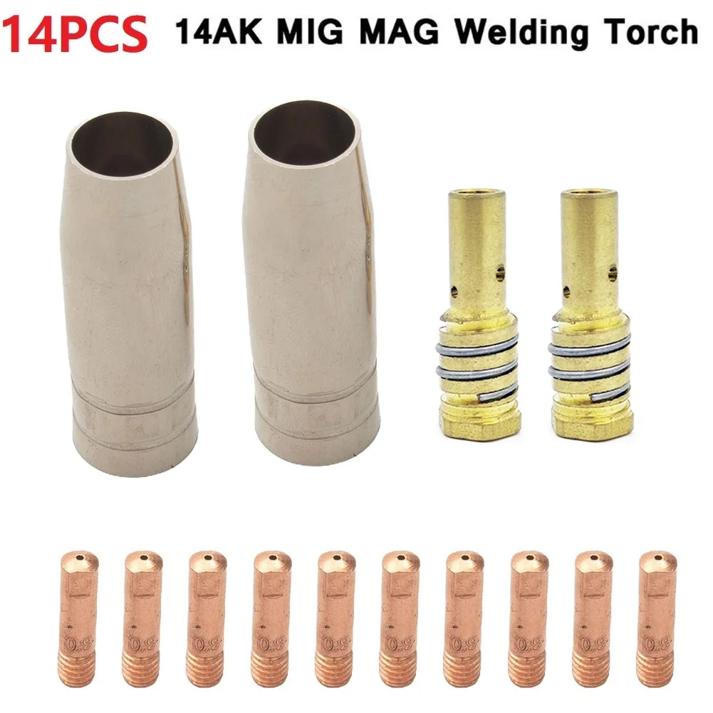 

Welding Torch Consumables Accessories Welding 14pcs Nozzle Tip Holder 0.6/0.8/0.9/1.0/1.2mm Gas Torch