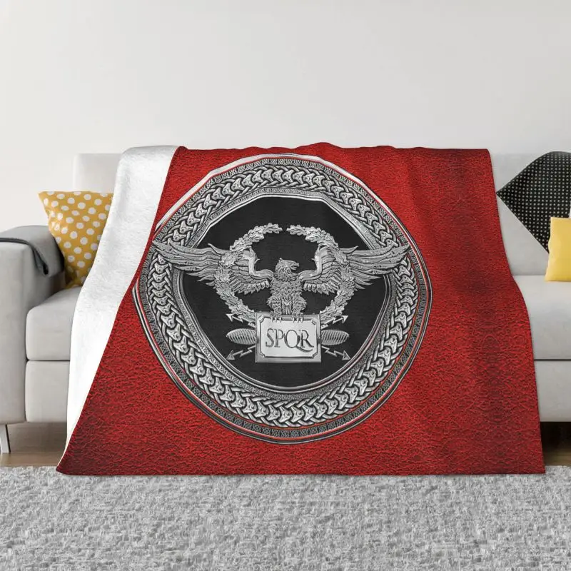 

Gold Roman Imperial Eagle Blanket Fleece Flannel SPQR Medallion Edition Over Red Leather Throw Blankets Outdoor Bedding Quilt